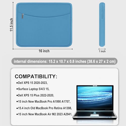 Laptop Case Sleeve 15.6 inch, Shockproof Protective Laptop Cover Briefcase Carrying Computer Bag with Accessory Pocket, Computer Bag Compatible with MacBook, HP, Dell, Lenovo, Asus, Light Blue - color: Light Blue, size: 15.6 inch