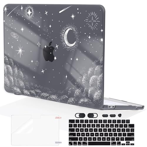 for MacBook Neo 13 inch Case 2026 Release A3404 Cover, Ultra-Thin Pattern Plastic Hard Shell Case Anti-Scratch Protective Case for MacBook Neo 13 with Apple A18 Pro Chip, Stars & Moon - color: Stars & Moon