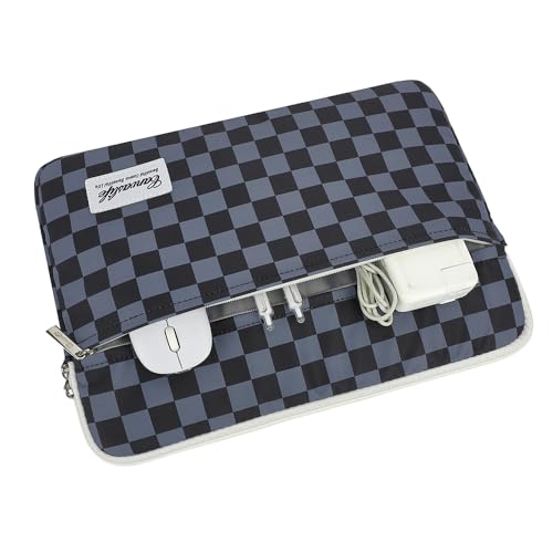 Canvaslife Black Checker Pattern 13 inch Canvas Laptop Sleeve with Pocket 13 inch 13.3 inch Laptop 13 case13 Sleever - color: Black Checker, size: 13 inch/13.3 inch