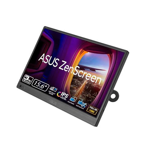 ASUS ZenScreen 15.6” Portable Monitor for Laptop (MB169CK) - Dual USB-C, Mini-HDMI, Plug & Play External Screen for Travel Dual Setup, Full HD, IPS, Anti-Glare Surface, 360° Kickstand, 3yr Warranty - style: 16" Dual USB-C Mini HDMI