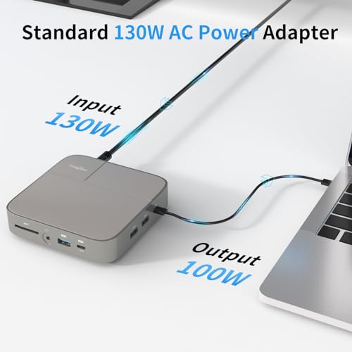 USB C Docking Station Dual Monitor 4K@60Hz or Single 8K@30Hz with 2 HDMI for Windows Laptops,11-in-1 Laptop Docking Station with 5 USB A/C, SD, Gigabit Ethernet, Audio, 130W AC Power Supply
