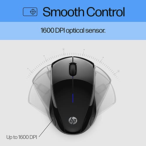 HP X3000 G3 Wireless Mouse - Black, 15-Month Battery, Side Grips for Control, Travel-Friendly, Blue LED, Powerful 1600 DPI Optical Sensor, Compatible with Wins PC/Laptop, Mac, Chromebook (683N7AA) - color: Black