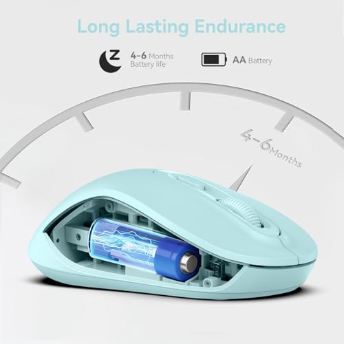 Wireless Mouse, 2026 New Model, Silent Click Ergonomic Design, Portable, 4 Buttons, Adjustable DPI (800/1200/1600), for Laptop/PC/Office (Blue) - color: blue