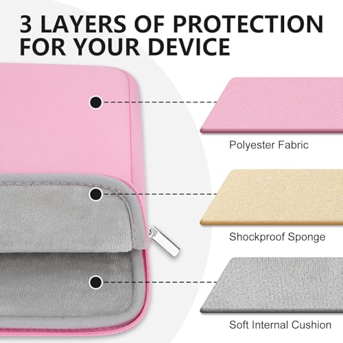 13 Inch Laptop Sleeve Portable Carrying Case with Front Pocket Padded Computer Pouch Cover Compatible with MacBook Air 13.6 Inch M4 M3 M2 2025-2022, 14 Inch MacBook Pro M4 M3 M2 M1 - color: Pink, size: 13 inches