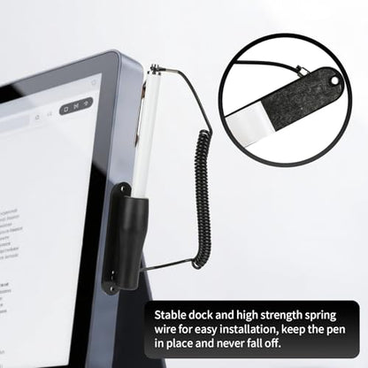 Stylus Pen with Holder and Spring Tether – 6mm Soft Tip Touch Screen Pen for Capacitive Screens, Anti-Loss Stylus with Dock for iPad Android Tablets Laptop Car GPS – No Bluetooth or Battery Needed