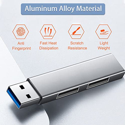 USB 3.0 Hub, VIENON Aluminium 3-Port USB Hub USB Splitter USB Expander for Laptop, Xbox, Flash Drive, HDD, Console, Printer, Camera,Keyborad, Mouse - color: Silver/Gray