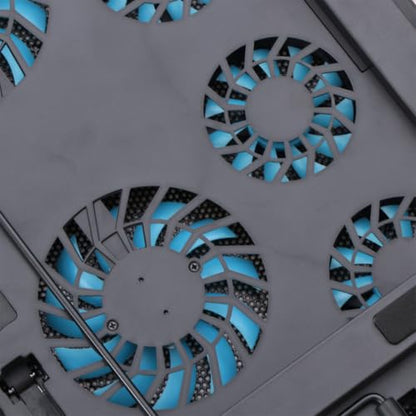 Silent Laptop Cooling Pad and RGB LED Display Adjustable Height Stand with 6 Fans USB Charging Ports for Efficient Cooling and Comfortable Use