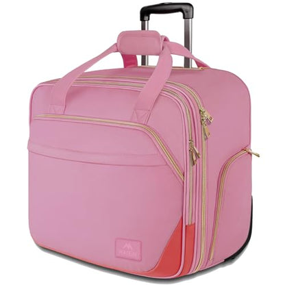 MATEIN Rolling Briefcase for Women, Large Rolling Laptop Bag with Wheels Fits 17 Inch Notebook Gifts for Office Women, Water Resistant Teacher Work Computer Travel Carry on Nurse Bags on Wheel, Pink