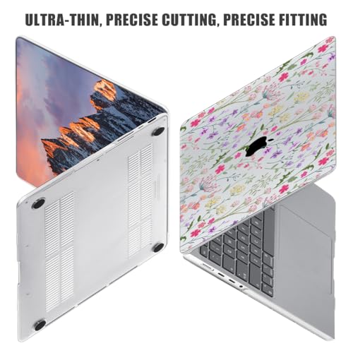 for with MacBook Pro 14 inch Case 2026-2021 M5 M4 M3 M2 M1 Pro/Max A3426 A3427 A3434 A3112 A3401 A2918 A2992 A2779 A2442, Hard Shell with Keyboard Cover+Protective Film, Flower - color: Flower