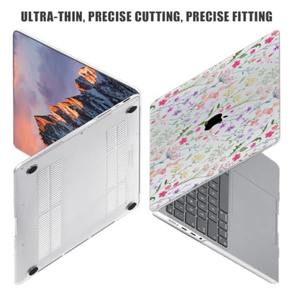 for with MacBook Pro 14 inch Case 2026-2021 M5 M4 M3 M2 M1 Pro/Max A3426 A3427 A3434 A3112 A3401 A2918 A2992 A2779 A2442, Hard Shell with Keyboard Cover+Protective Film, Flower - color: Flower
