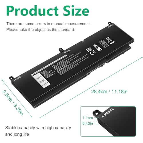 ASUNCELL PKWVM 95Wh Battery Replacement for Dell Precision 7550 7750 7560 7760 / P44E P93F P44E001 P44E002 P93F001 P93F002 Series Laptop C903V 0C903V 0CR72X CR72X 068N03 0447VR 68ND3 453-BBCQ 11.4V - size: PKWVM 14.17 * 3.74 * 1.18 in