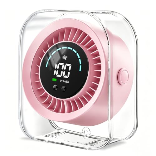 Desk Fan Small Quiet, Rechargeable USB Table Fan with Turbo Airflow, 100 Speeds LED Display, 360° Rotation, Portable Battery Powered Desktop Fan for Bedroom Home Office Travel, Pink - color: Pink