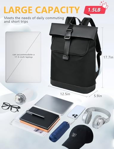 Lightweight Laptop Backpack 17Inch for Women & Men Professional Business Computer Bag with Back Cushioning Carry on Waterproof Travel Computer Backpack Resistant Travel Work Citywalk Black - color: Black