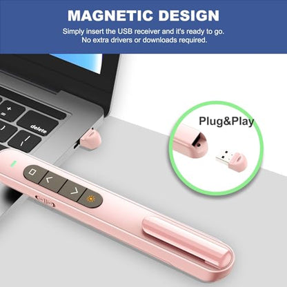 QUI Presenter Clicker Bundle | Pen-Shaped USB A Pink & Remote-Shaped USB A Black