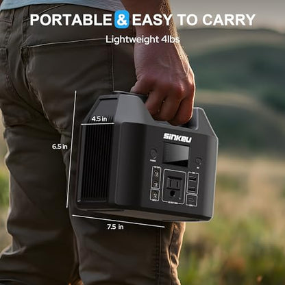 Portable Power Station 122.8Wh, 150W Power Bank with AC Outlet | SinKeu LiFePO4 Battery Solar Generator for Home Use, Camping, RV, Emergency Backup