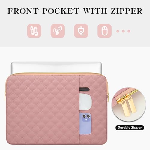 13 Inch Laptop Sleeve Case with Pocket & Accessory Bag, Pink | Compatible with 13.3 inch MacBook Air/Pro MacBook Neo A18 Laptop Computer, Waterproof Polyester Elegant Laptop Carrying Case - color: Pink, size: 13 Inch
