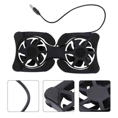 Portable Foldable Laptop Cooler USB Fans Lightweight Notebook Cooling Mat Strong Heat Dissipation Space-Saving Design Non- Protective Pads Black