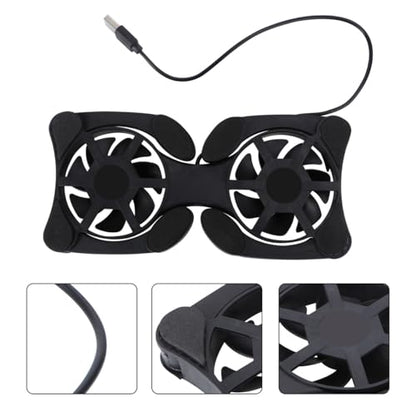 Portable Foldable Laptop Cooler USB Fans Lightweight Notebook Cooling Mat Strong Heat Dissipation Space-Saving Design Non- Protective Pads Black