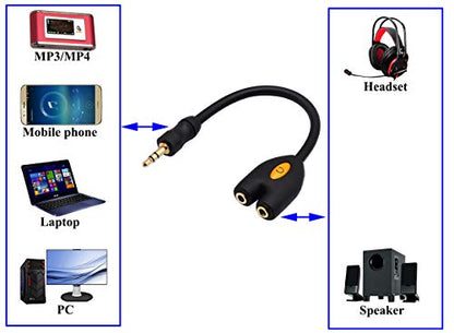 3.5mm Headphone Y Splitter Cable 3-Pole 3.5mm AUX Male to 2 Port 3.5mm Female Audio Stereo Y Splitter Cable for Headset Splitter Adapter, for Smartphone, Tablets, MP3, MP4(17.5CM) (3Pole) - color: 3Pole