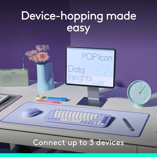 Logitech POP ICON Combo Wireless Bluetooth Keyboard and Mouse - Rose | Comfortable typing, programmable keys and buttons, quiet clicks, easy-switch up to 3 devices - color: Rose, style: Combo
