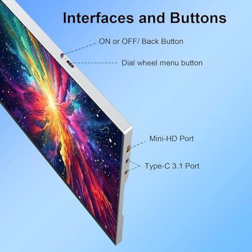 14" Portable Dual Monitor for 13.3-16 Inch Laptops | Aluminum Alloy Folding Screen Extender to Create Triple Display, Plug & Play (USB-C/Mini H/D) for Work, Travel, Home - size: 14 Inch