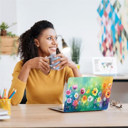 Universal Laptop Skin, DIY Cut-to-Fit Vinyl Cover Compatible with HP, Dell, Lenovo, Mac (13.3" to 15.6"), Anti-Scratch, No Residue & Bubble-Free Protective Decal Sticker, Colorful Wildflower - color: Colorful Wildflower