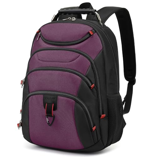 Boavan Laptop Backpack for men, 15.6 inch Laptop Bag with USB Port, Waterproof Travel Work Backpack Purse, Anti-Theft Teacher Nurse Doctor Casual Bookbags Office Business backpack，Purple Black - color: Purple Black, size: 15.6