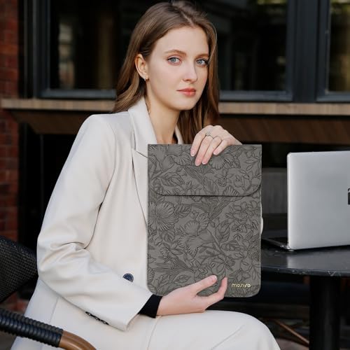 MOSISO Laptop Case 13 inch, 13 inch Laptop Sleeve with Small Bag | Compatible with MacBook Neo 13 A18 Pro A3404/Air 13/Pro 13/Pro 14 M5 M4 M3 M2 M1,Embossed Hibiscus PU Leather Case,Gray - color: Gray, size: 13 inch