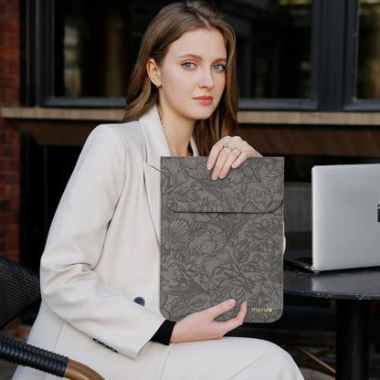 MOSISO Laptop Case 13 inch, 13 inch Laptop Sleeve with Small Bag | Compatible with MacBook Neo 13 A18 Pro A3404/Air 13/Pro 13/Pro 14 M5 M4 M3 M2 M1,Embossed Hibiscus PU Leather Case,Gray - color: Gray, size: 13 inch