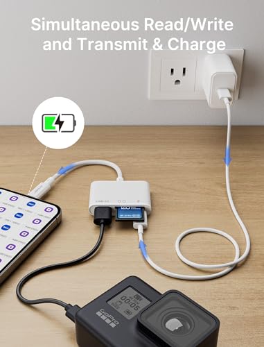 JSAUX 4-in-1 USB C SD Card Reader White | USB C Micro SD Card Reader with (USB 3.0 & Charging) Port Compatible with iPhone 16 Pro Max, Android, Mac, iPad Pro, Camera - color: White, size: 4-in-1