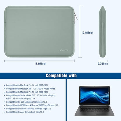 MOSISO Laptop Case 13.3 inch, 13-13.3 inch Laptop Sleeve with Small Case | Compatible with MacBook Air/Pro 13/Pro 14 M5 M4 M3 M2 M1, HP Dell ASUS Lenovo, Neoprene Computer Sleeve Bag, Antique Green - color: Antique Green, size: 13.3 inch