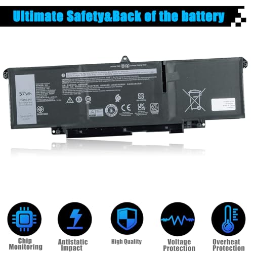 66DWX Laptop Battery Replacement for Dell Latitude 7340 7350 7440 7450 7640 7650 Series Notebook WW8N8 086D0Y 86D0Y 00HYH8 0HYH8 0CTJJ6 11.4V 57Wh 4878mAh - size: 10.51*3.52*0.25 inch 66DWX