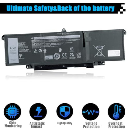 66DWX Laptop Battery Replacement for Dell Latitude 7340 7350 7440 7450 7640 7650 Series Notebook WW8N8 086D0Y 86D0Y 00HYH8 0HYH8 0CTJJ6 11.4V 57Wh 4878mAh - size: 10.51*3.52*0.25 inch 66DWX