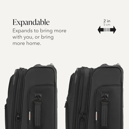SWISSGEAR Sion Softside Expandable Spinner Luggage Durable Lightweight Travel Suitcase, Black, 3-Piece Set (Carry-On/Medium/Large) - color: Black, size: 3-Piece Set (Carry-On/Medium/Large)