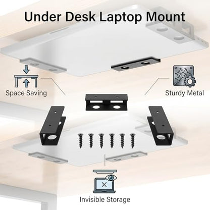 3 PCS Under Desk Laptop Mount, Universal Laptop Under Desk Mount Hidden Docking Station Holder, Space-Saving for MacBook Neo, Dell Laptop, Tablet, Keyboard, Cable Box, Network Switch