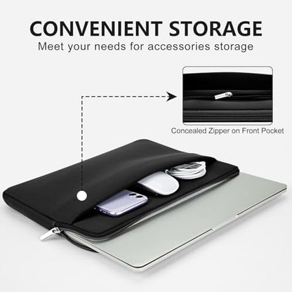 13 Inch Laptop Sleeve Portable Carrying Case with Front Pocket Padded Computer Pouch Cover Compatible with MacBook Air 13.6 Inch M4 M3 M2 2025-2022, 14 Inch MacBook Pro M4 M3 M2 M1, Black - color: Black, size: 13 inches
