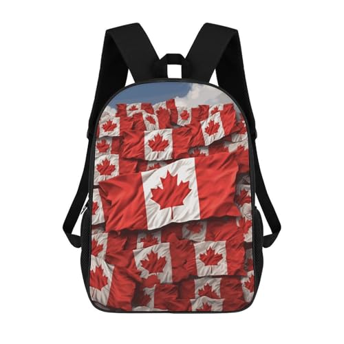 Canadian Flag Business Laptop Backpack for Women Men 17 Inch Carry on Backpack Waterproof Black Bookbag Fashion Lightweight Backpacks for Travel Hiking Camping Casual Daypack Backpacks