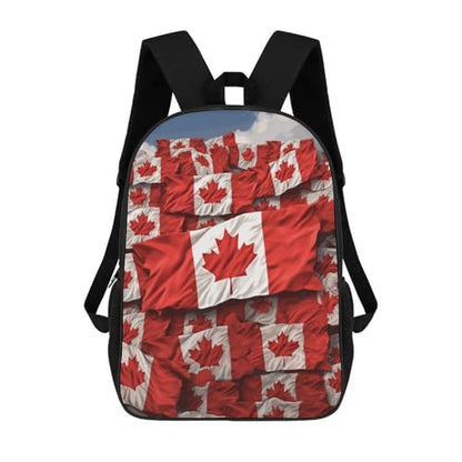 Canadian Flag Business Laptop Backpack for Women Men 17 Inch Carry on Backpack Waterproof Black Bookbag Fashion Lightweight Backpacks for Travel Hiking Camping Casual Daypack Backpacks