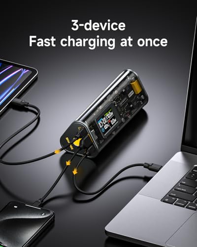SHARGEEK 170 Power Bank, 140W PD3.1 Portable Charger 24,000mAh/ 86.4Wh High Capacity with Smart Display, 170W Total Output Battery Pack for Laptop MacBook Pro iPhone 17/16/15/ Galaxy S26 - color: Dark gray