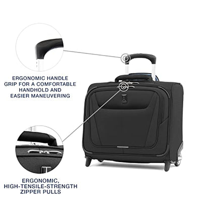 Travelpro Maxlite 5 Softside Rolling Underseat Tote, Black, 14-Inch | Lightweight Carry-On 2-Wheel Upright Luggage, Personal Item Size, Designed for Both Men & Women