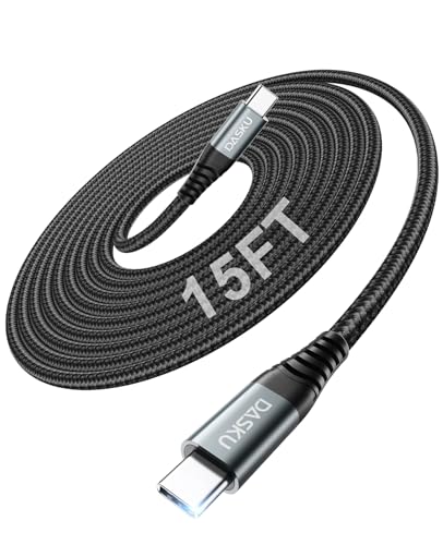USB C to C Cable 15FT 100W 1Pack, Extra Long USB C Cable Fast Charging,USB C to USB C Cable Durable Braided, USB Type C Cord Compatible with iPhone 17/16/15/Pro Max/Plus/Samsung Galaxy S23/Switch/More - color: Black, size: 15FT 1Pack, style: 100W USB C to