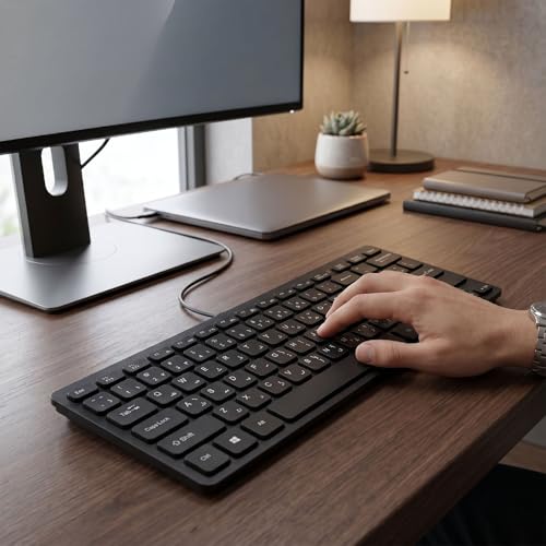 Asixxsix 78 Keys Wired Keyboard, USB Wired Minority Language Keyboard with 1.35M Cable, Plug and Play for Office, Computer and Laptop (Arabic) - size: Arabic