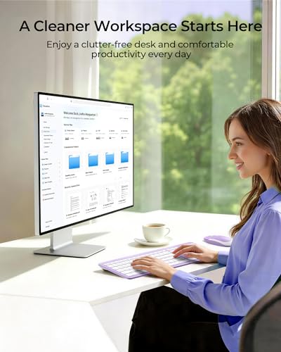 seenda Rechargeable Wireless Keyboard and Mouse Combo, Purple | Quiet, slim full-size keyboard with numpad, 2.4GHz USB receiver, USB-C charging, 3-level DPI mouse for Windows PCs/laptops - color: Purple