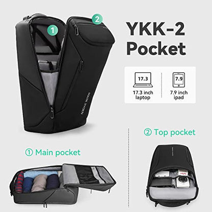 MARK RYDEN Business Backpack for Men, Waterproof High Tech Backpack with Sport Car Shape Design and USB Charging Port, Travel Laptop Backpack Fits 17.3 Inch Notebook (YKK-2 Pockets) | Waterproof Tech Backpack with USB Charging Port, Professional Work Back