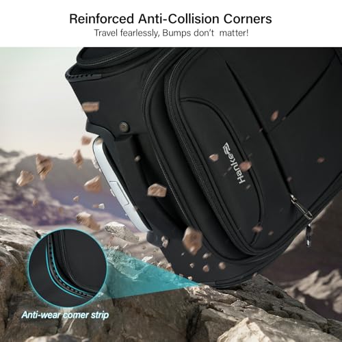 Hanke Underseat Carry On Luggage with Wheels, Lightweight Small Suitcase Airline Approved 16 Inch Softside Personal Item Travel Bag for Women Men, Compact Under Seat Luggage with Spinner Wheels,Black - color: Black