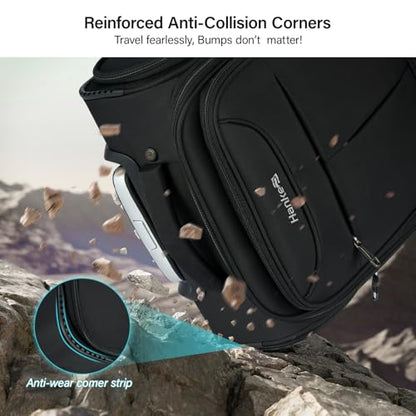 Hanke Underseat Carry On Luggage with Wheels, Lightweight Small Suitcase Airline Approved 16 Inch Softside Personal Item Travel Bag for Women Men, Compact Under Seat Luggage with Spinner Wheels,Black - color: Black