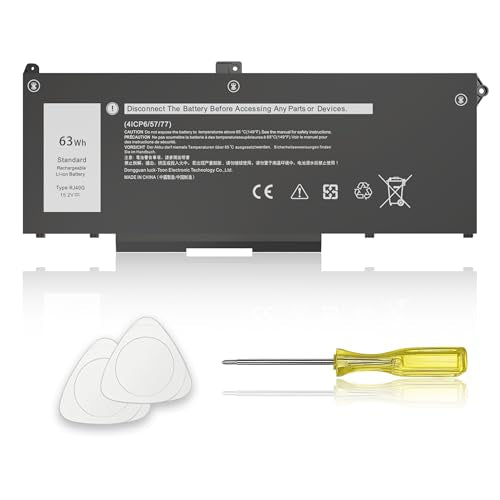 RJ40G 63Wh Laptop Battery Replacement for Dell Latitude 14 5420 Latitude 15 5520 Precision 15 3560 Series Laptop 01K2CF 075X16 WY9DX P137G P137G001 P104F P104F001 0WK3F1 0M3KCN 005R42 15.2V - size: 9.37*3.74*0.23inch RJ40G
