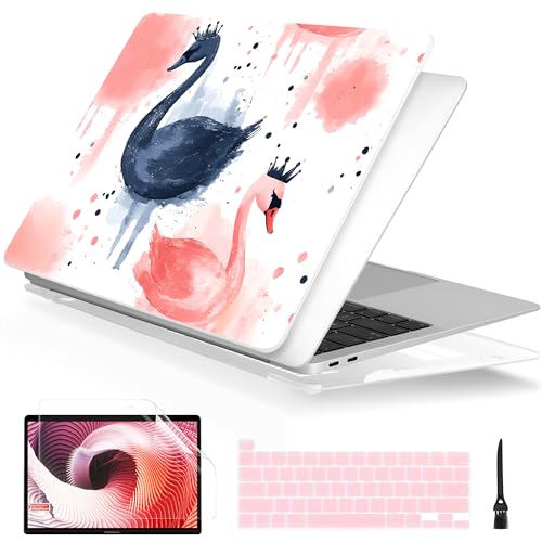 Batianda LumiArt Case for MacBook Pro 13 inch 2022 2020, Crown Swan | Fits Model A2338 M2 M1 A2251 A2289, with Artistic Watercolor Swan Design, Slim Hard Shell For Sister Daughter School College - color: Swan