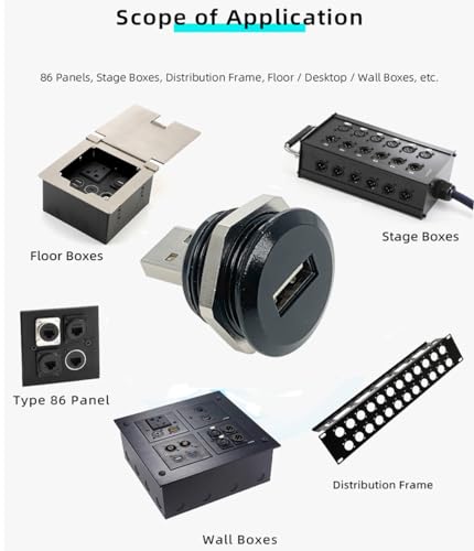 PENGLIN 2PCS USB2.0 Male to Female Panel Mount Connector with Nut Fixing | Tough Zinc Alloy Body,480Mbps Data Transfer,With Waterproof/Dustproof cap,Fits 86 Panels - size: USB 2.0(2PCS)-Single port