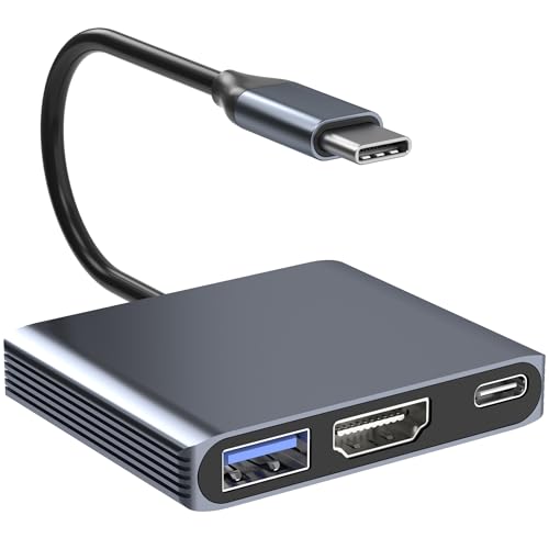 USB C to HDMI Adapter, 3-in-1 4K@30Hz Digital AV Multiport Adapter with 4K HDMI Output, 100W PD & USB 3.0 Port, Type C to HDMI Adapter Compatible for MacBook Pro, HP, MacBook Air, iPad Pro, Dell, HP